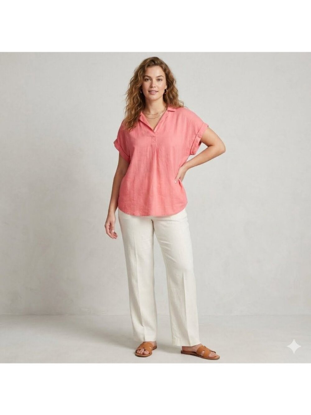 Gap Womens Pink Lightweight Collared Blouse Size L Beach Coastal Minimal Comfort